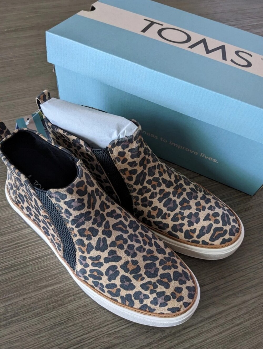 TOMS Women's Leopard Bryce Slip-On Booties - Brown/Black NEW Size 9